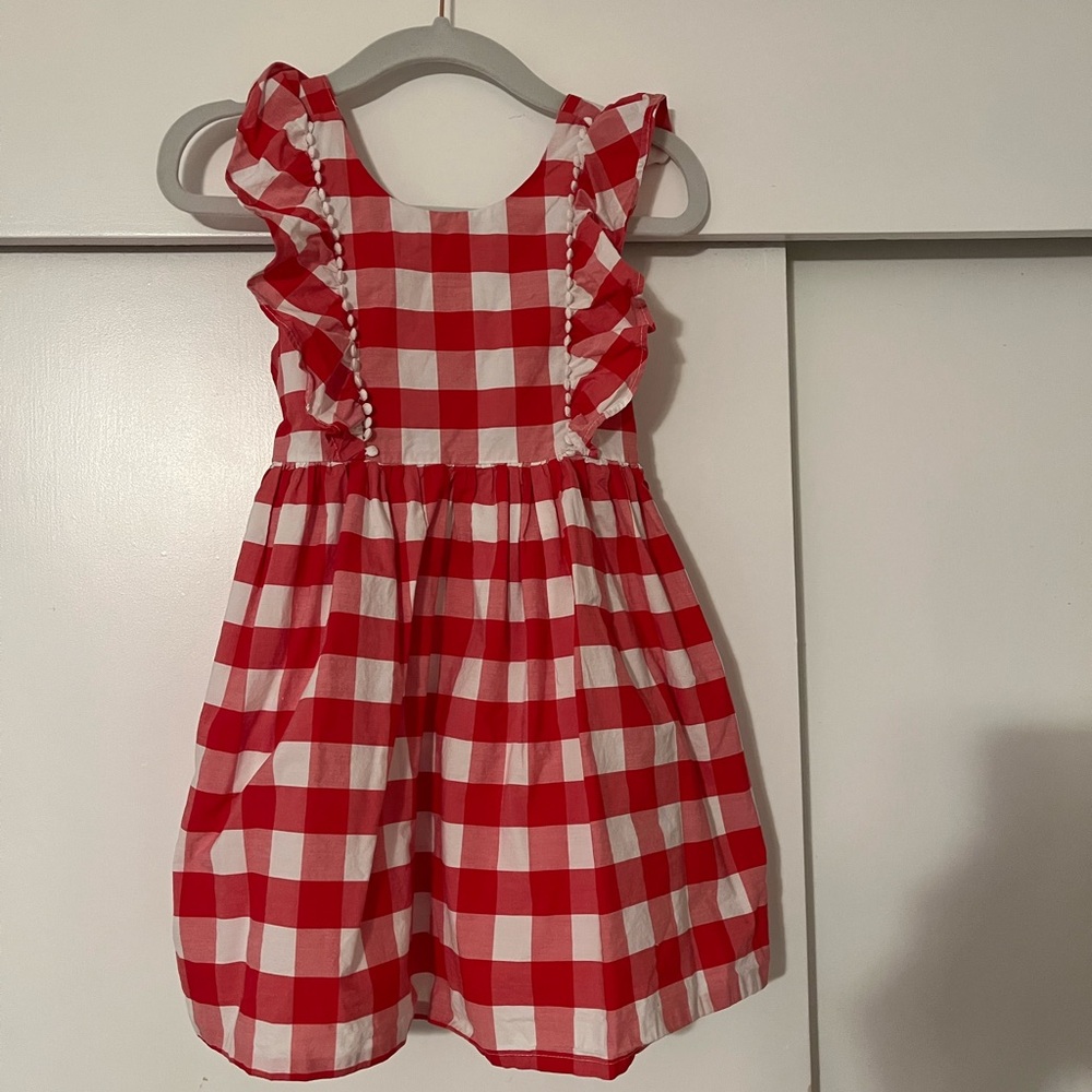 Max Studio Red and White Gingham Kids Dress